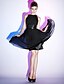 Χαμηλού Κόστους Κοκτέιλ Φορέματα-Εφαρμοστό &amp; Εμβαζέ Μικρό Μαύρο Φόρεμα χαριτωμένο στυλ Καλωσόρισμα Κοκτέιλ Πάρτι Φόρεμα Σκάφος λαιμού Χαμόγελο Αμάνικο Μέχρι το γόνατο Σιφόν Ελαστικό Σατέν με Πούλιες Που καλύπτει 2021