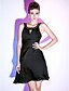 Χαμηλού Κόστους Φορέματα για Ειδικές Περιστάσεις-Βραδινή τουαλέτα Μικρό Μαύρο Φόρεμα Καλωσόρισμα Κοκτέιλ Πάρτι Φόρεμα Λουριά Αμάνικο Κοντό / Μίνι Σατέν σιφόν με Πιασίματα Χάντρες Που καλύπτει 2020
