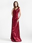 cheap Bridesmaid Dresses-Ball Gown / A-Line One Shoulder Floor Length Stretch Satin Bridesmaid Dress with Bow(s) / Ruched