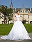 preiswerte Hochzeitskleider-Ballkleid Hochzeitskleider Quadratischer Ausschnitt Kirchen Schleppe Organza Spitze mit Blumenmuster Reguläre Träger Glamourös Übergrössen mit Perlenstickerei Applikationen 2020