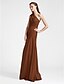 cheap Bridesmaid Dresses-Sheath / Column One Shoulder Floor Length Chiffon Bridesmaid Dress with Bow(s) / Ruched / Side Draping
