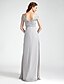 cheap Bridesmaid Dresses-Sheath / Column V Neck / Off Shoulder Floor Length Chiffon Bridesmaid Dress with Criss Cross / Draping