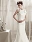 cheap Wedding Dresses-Mermaid / Trumpet Halter Neck Sweep / Brush Train Lace Made-To-Measure Wedding Dresses with Lace / Flower by LAN TING BRIDE® / Yes