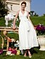Недорогие Свадебные платья-Принцесса А-силуэт Свадебные платья Хальтер Ниже колена Тафта Без рукавов с 2020