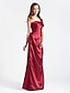 cheap Bridesmaid Dresses-Ball Gown / A-Line One Shoulder Floor Length Stretch Satin Bridesmaid Dress with Bow(s) / Ruched