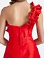 cheap Bridesmaid Dresses-A-Line / Princess One Shoulder Knee Length Taffeta Bridesmaid Dress with Sash / Ribbon / Ruffles by LAN TING BRIDE®