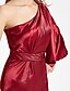 cheap Bridesmaid Dresses-Sheath / Column One Shoulder Knee Length Charmeuse Bridesmaid Dress with Sash / Ribbon / Side Draping by LAN TING BRIDE®