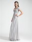 cheap Bridesmaid Dresses-Sheath / Column V Neck / Off Shoulder Floor Length Chiffon Bridesmaid Dress with Criss Cross / Draping
