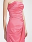 cheap Bridesmaid Dresses-Sheath / Column Bridesmaid Dress Strapless Sleeveless Sexy Knee Length Satin with Side Draping 2022