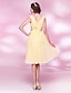 cheap Bridesmaid Dresses-Ball Gown / A-Line V Neck Knee Length Chiffon Bridesmaid Dress with Sash / Ribbon / Bow(s) / Ruched