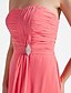 Χαμηλού Κόστους Φορέματα Παρανύμφων-Ίσια Γραμμή Στράπλες Μακρύ Σιφόν Φόρεμα Παρανύμφων με Που καλύπτει / Κρυστάλλινη καρφίτσα / Πιασίματα με LAN TING BRIDE®