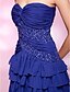 cheap Cocktail Dresses-Ball Gown Homecoming Cocktail Party Sweet 16 Dress Strapless Sweetheart Neckline Sleeveless Knee Length Chiffon Stretch Satin with Criss Cross Beading 2020