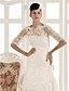 baratos Vestidos de Casamento-Vestidos de noiva Linha A Decorado com Bijuteria Meia Manga Cauda Capela Renda Vestidos de noiva Com 2024