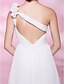 cheap Special Occasion Dresses-Ball Gown Open Back Homecoming Graduation Cocktail Party Dress One Shoulder Sleeveless Knee Length Chiffon with Criss Cross Pleats Flower 2020