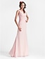 cheap Bridesmaid Dresses-Ball Gown / A-Line V Neck Floor Length Chiffon Bridesmaid Dress with Criss Cross / Open Back