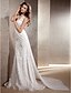 billiga Brudklänningar-Bröllopsklänningar A-linje V-hals Ärmlös Kapellsläp Chiffong Brudklänningar Med 2024