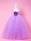 cheap Cufflinks-A-Line / Ball Gown / Princess Floor Length Flower Girl Dress - Satin / Tulle Sleeveless Straps with Draping / Flower by LAN TING BRIDE®