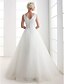 זול שמלות כלה-שמלות חתונה נשף צווארון V רצועות רגילות עד הריצפה טול שמלות כלה עם חרוזים בד בהצלבה 2024