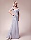cheap Mother of the Bride Dresses-Sheath / Column Strapless Floor Length Chiffon / Lace Mother of the Bride Dress with Draping / Lace / Criss Cross by LAN TING BRIDE® / Illusion Sleeve / Wrap Included