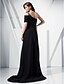 cheap Evening Dresses-Ball Gown Formal Evening Military Ball Dress Off Shoulder Short Sleeve Sweep / Brush Train Chiffon Stretch Satin with Beading Draping Crystal Brooch 2020