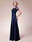 cheap Mother of the Bride Dresses-Sheath / Column Scoop Neck Floor Length Lace / Satin Mother of the Bride Dress with Beading / Lace by LAN TING BRIDE®