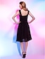 cheap Special Occasion Dresses-Ball Gown Little Black Dress Cocktail Party Dress Straps Sleeveless Knee Length Chiffon with Criss Cross Beading Draping 2022