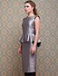 cheap TS Clearance-TS Vintage Style Silver Peplum Sheath Dress
