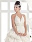 cheap Wedding Dresses-Hall Wedding Dresses Court Train A-Line Sleeveless Halter Organza With 2023 Summer Bridal Gowns