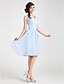 cheap Bridesmaid Dresses-Princess / A-Line Bridesmaid Dress Cowl Neck Sleeveless Elegant Knee Length Chiffon with Sash / Ribbon / Ruched / Draping 2022