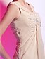 cheap Special Occasion Dresses-Sheath / Column Homecoming Graduation Cocktail Party Dress V Neck Sleeveless Knee Length Chiffon with Crystals Beading Draping 2020