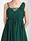 cheap Bridesmaid Dresses-Ball Gown / A-Line Straps Knee Length Chiffon / Tulle Bridesmaid Dress with Criss Cross / Beading / Draping