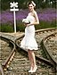 Χαμηλού Κόστους Νυφικά Φορέματα-Τρομπέτα / Γοργόνα Φορεματα για γαμο Στράπλες Μέχρι το γόνατο Δαντέλα πάνω από σατέν Στράπλες Σι-θρου με Δαντέλα Σε επίπεδα 2021