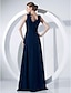 cheap Evening Dresses-Ball Gown Elegant Formal Evening Military Ball Dress V Neck Sleeveless Floor Length Chiffon with Ruched Ruffles Draping 2022