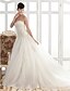 billiga Brudklänningar-Prinsessa A-linje Bröllopsklänningar Hjärtformad urringning Kapellsläp Spets Organza Ärmlös med 2020