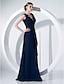 cheap Evening Dresses-Ball Gown Elegant Formal Evening Military Ball Dress V Neck Sleeveless Floor Length Chiffon with Ruched Ruffles Draping 2022