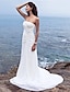 お買い得  ウェディングドレス-Wedding Dresses Sheath / Column Strapless Strapless Court Train Chiffon Bridal Gowns With Side-Draped 2024