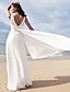 levne Svatební šaty-Pouzdrové Svatební šaty Do V Na zem Šifón Pravidelné popruhy Jednoduché Plážové Větší velikosti s Šerpa / Stuha Korálky 2021 / Odnímatelná vlečka