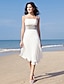 baratos Vestidos de Casamento-Tubinho Vestidos de noiva Decote Quadrado Longuette Chiffon Alças Finas Vestidos Brancos Justos com Lantejoulas 2021