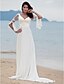 cheap The Wedding Store-A-Line Wedding Dresses V Neck Court Train Chiffon Floral Lace 3/4 Length Sleeve Vintage Inspired with Lace 2022 / Beach / Destination