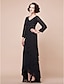 cheap Mother of the Bride Dresses-A-Line Mother of the Bride Dress Elegant High Low V Neck Asymmetrical Chiffon 3/4 Length Sleeve with Beading Side Draping 2023