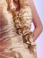 Χαμηλού Κόστους Κοκτέιλ Φορέματα-Βραδινή τουαλέτα Αργίες Κοκτέιλ Πάρτι Φόρεμα Δένει στο Λαιμό Λαιμόκοψη V Αμάνικο Μέχρι το γόνατο Ταφτάς με Πιασίματα Βολάν Πλαϊνό ντραπέ 2020