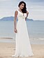 cheap Wedding Dresses-Beach Wedding Dresses Sheath / Column Straps V Neck Sleeveless Sweep / Brush Train Chiffon Bridal Gowns With 2024