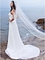 お買い得  ウェディングドレス-Wedding Dresses Sheath / Column Strapless Strapless Court Train Chiffon Bridal Gowns With Side-Draped 2024