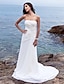 Χαμηλού Κόστους Νυφικά Φορέματα-Φορεματα για γαμο Ίσια Γραμμή Στράπλες Στράπλες Ουρά μέτριου μήκους Σιφόν Νυφικά φορέματα Με Πλαϊνό Ντραπέ 2024