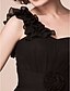 olcso Örömanyaruhák-Szűk szabású Örömanya ruha Kis fekete ruha Félvállas Rövid / mini Sifon Ujjatlan val vel Fodrozott Virág 2020