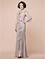 cheap Mother of the Bride Dresses-Sheath / Column One Shoulder Floor Length Chiffon Mother of the Bride Dress with Beading / Split Front / Ruffles by LAN TING BRIDE®