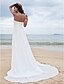 levne Svatební šaty-A-Linie Svatební šaty Srdcový výstřih Velmi dlouhá vlečka Šifón Bez ramínek Jednoduché Plážové Větší velikosti s Korálky Aplikace 2022