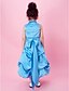 cheap Flower Girl Dresses-A-Line / Ball Gown Tea Length Flower Girl Dress - Satin Sleeveless Spaghetti Strap with Bow(s) / Draping / Pick Up Skirt by LAN TING BRIDE®