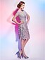 Χαμηλού Κόστους Φορέματα ειδικών περιστάσεων-Ίσια Γραμμή Λαιμόκοψη V Μέχρι το γόνατο Σιφόν Κοκτέιλ Πάρτι Φόρεμα με Με διαδοχικές σούρες / Πιασίματα με TS Couture® / Ψευδαίσθηση