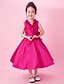 cheap Cufflinks-A-Line / Princess Tea Length Flower Girl Dress - Taffeta Sleeveless V Neck with Bow(s) / Draping / Side Draping by LAN TING BRIDE®